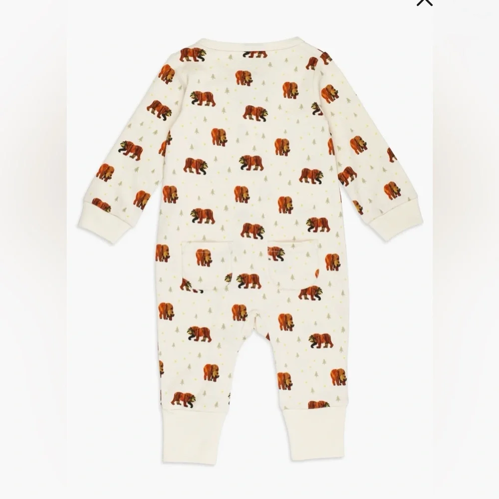 Loved Baby Brown Bear Organic Footless Zipper Romper in 9-12 Months